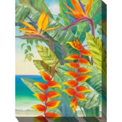 Yellow And Red Hot Tropic Outdoor Canvas Rectangular Wall Art Decor 40" X 30"