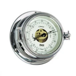 10" White And Silver Contemporary Round Open Dial Barometer