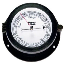 6" White And Black Contemporary Adjustable Round Barometer