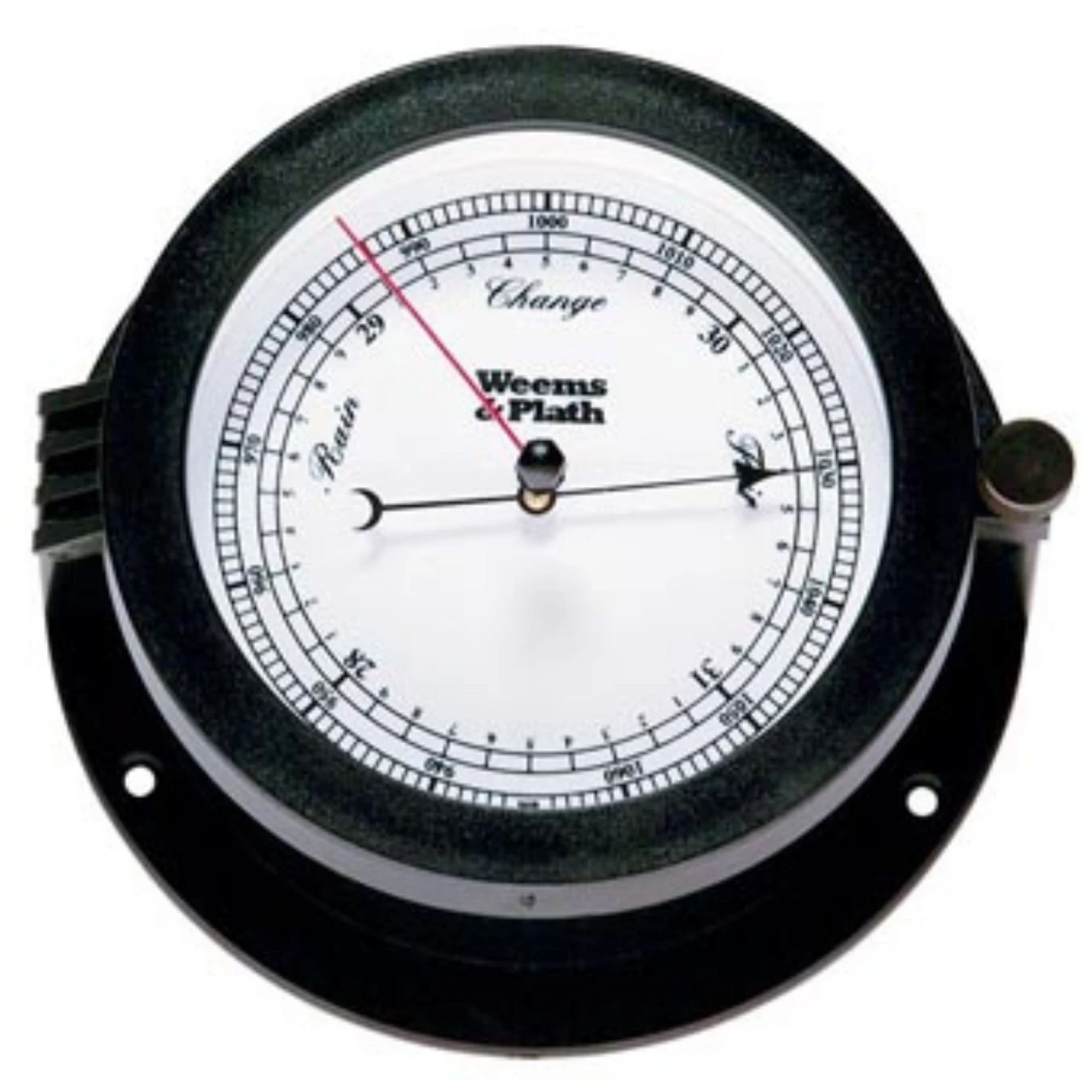 6" White And Black Contemporary Adjustable Round Barometer