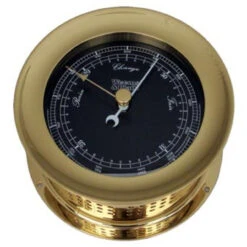 8" Gold And Black Contemporary Adjustable Round Barometer