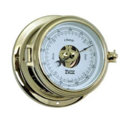 8" Gold And White Open Dial Adjustable Round Barometer