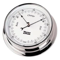 8" Silver And White Adjustable Weatherproof Round Barometer