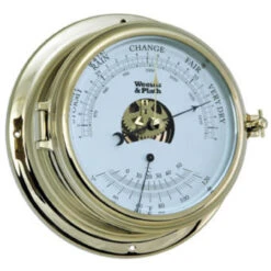10" Gold And White Adjustable Round Barometer And Thermometer