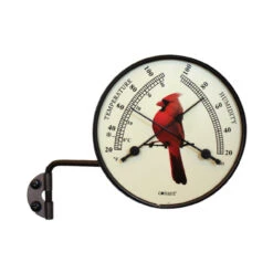 7" Bronze And Ivory Comfortmeter With Cardinal Bird Dial