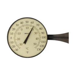 15" Bronze And White Round Dial Thermometer With Scales