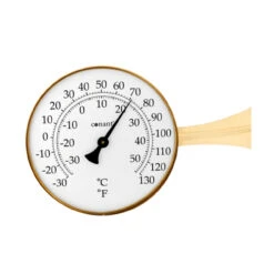 15" Gold And White Round Dial Thermometer With Scales