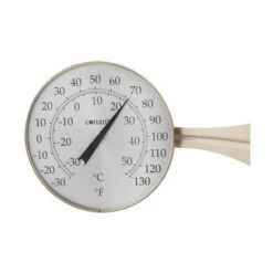 15" Beige And White Round Dial Thermometer With Scales
