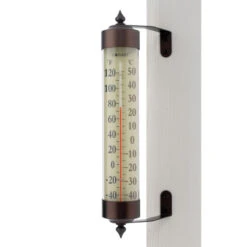 15" Bronze And White Glass Tube Window Thermometer