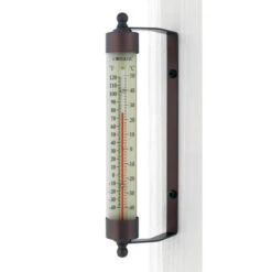 11" Bronze And White Glass Tube Window Thermometer
