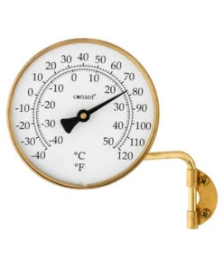 11" Gold And White Round Vermont Weather Station