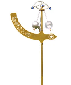 3.5' Mustard Yellow, White, And Gray Jeffersonian Kinetic Solid Brass Wind Vane