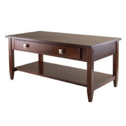 40" Walnut Brown Contemporary Coffee Table With Tapered Leg
