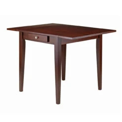 41.5" Walnut Brown Contemporary Double Drop Leaf Dining Table
