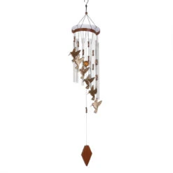 32" Bronze And Silver Hummingbird Flutter Outdoor Wind Chimes