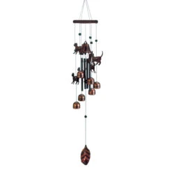 7.5" Black And Bronze Contemporary Cats Wind Chimes