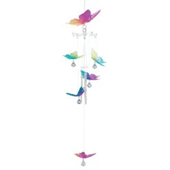 22" Pink And Blue Rainbow Butterfly Outdoor Wind Chimes