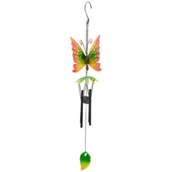 19" Red Metal Butterfly Outdoor Garden Windchime