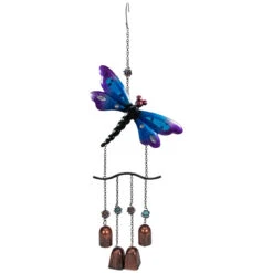 24" Purple And Bronze Dragonfly Outdoor Garden Windchime