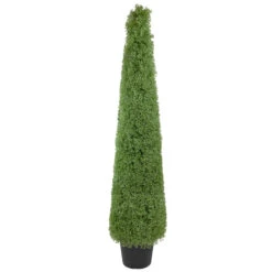 6' Artificial Boxwood Cone Topiary Tree With Round Pot, Unlit