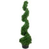 4' Artificial Cedar Spiral Topiary Tree In Black Pot, Unlit