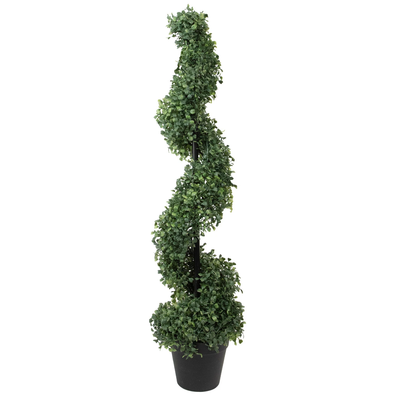 3' Artificial Two-Tone Boxwood Spiral Topiary Tree With Round Pot, Unlit