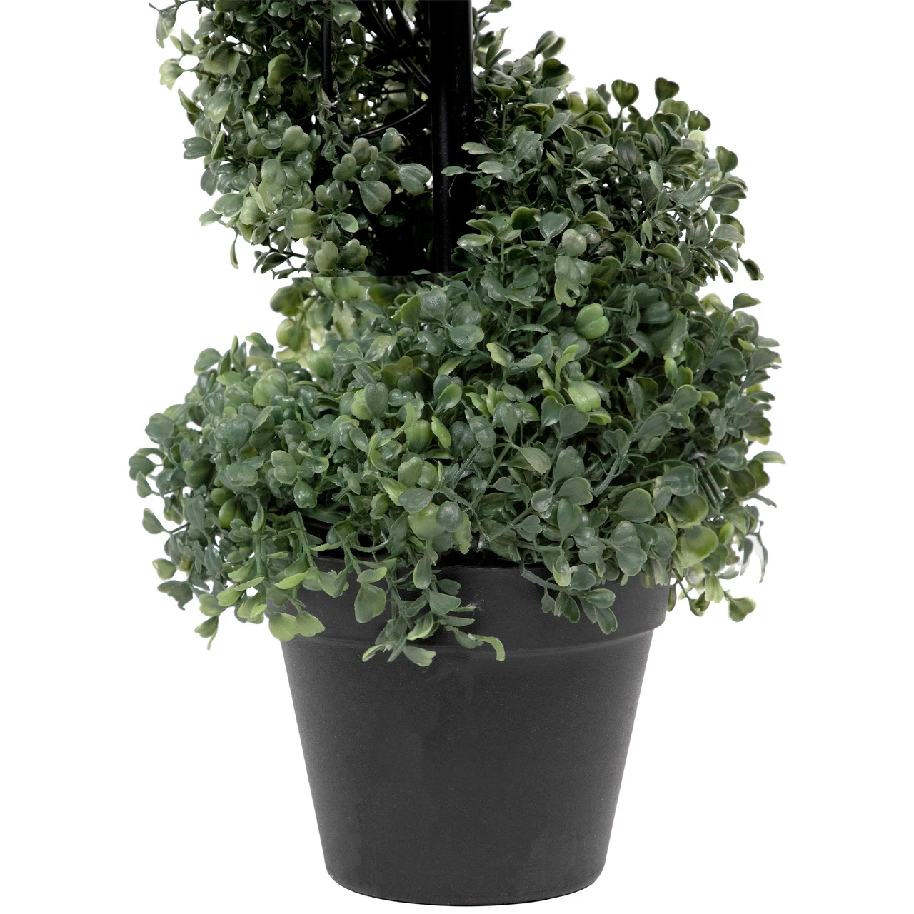 3' Artificial Two-Tone Boxwood Spiral Topiary Tree With Round Pot, Unlit - Image 4