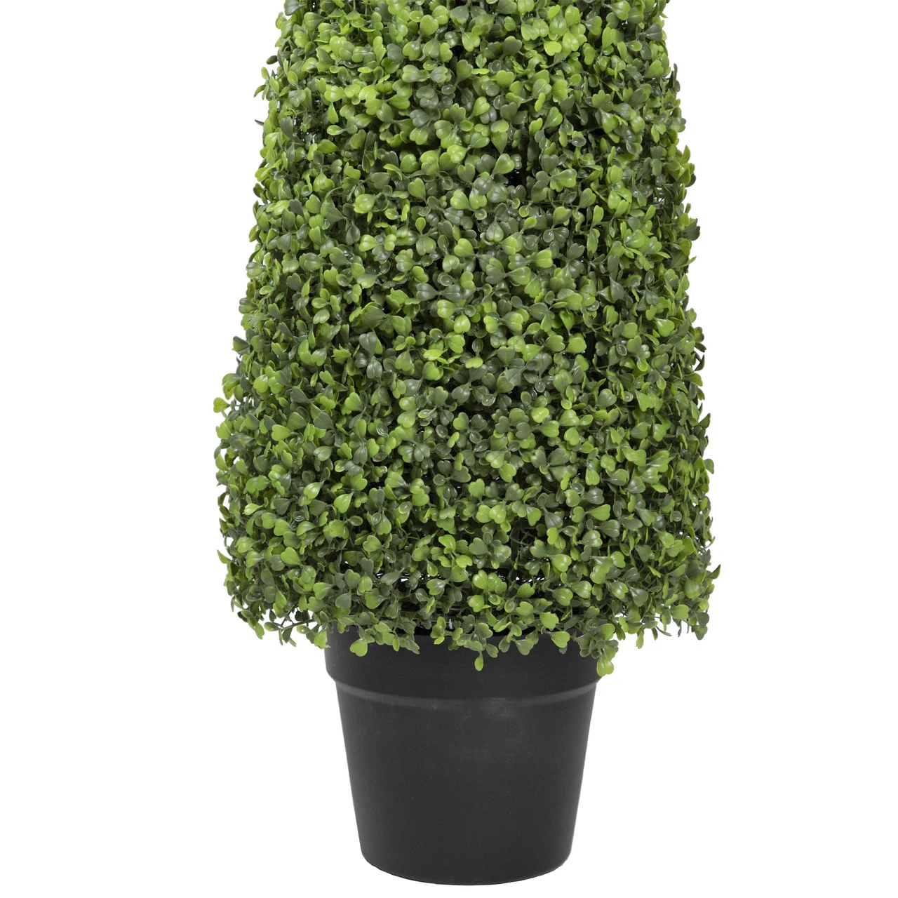 45" Two Tone Green Triangular Artificial Boxwood Topiary Potted Tree - Unlit - Image 4