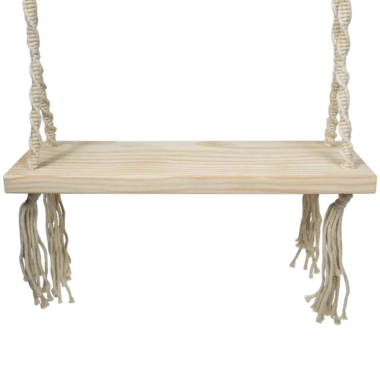 21.75" Natural Rope Wooden Swing Chair - Image 3