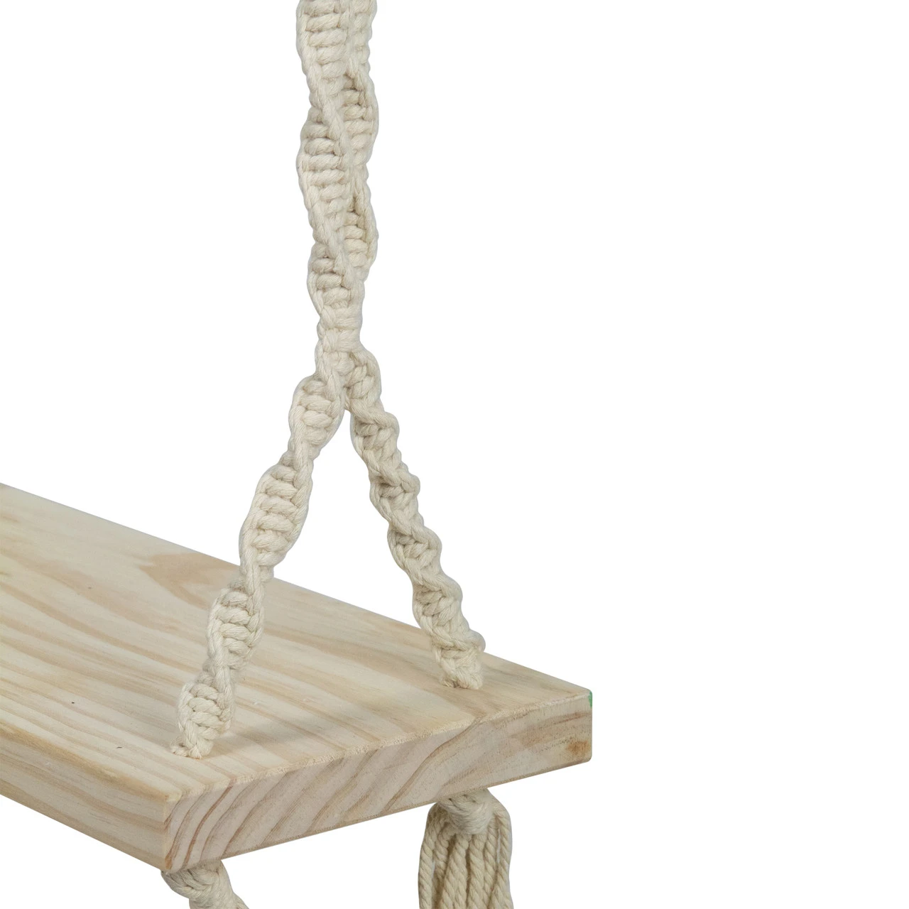 21.75" Natural Rope Wooden Swing Chair - Image 4