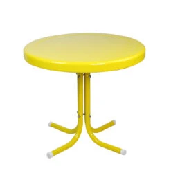 22" Outdoor Retro Metal Tulip Side Table, Yellow