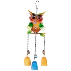 10" Green Metal Owl Outdoor Garden Windchime