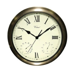 18" White And Bronze Battery Operated Roman Outdoor Clock