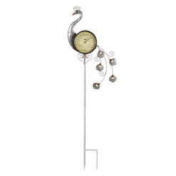 41.75" Iron Peacock Garden Stake Thermometer