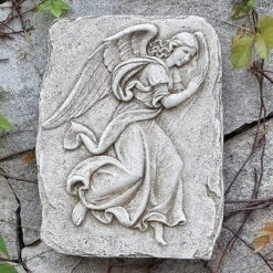 15" Gray Right Facing Angel Outdoor Garden Wall Plaque